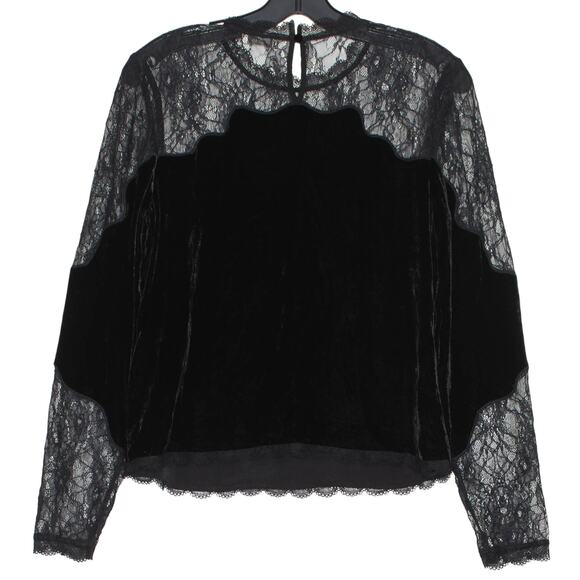 Joie Top Velvet Lace Whimsigoth Witchy Coquette Romantic Victorian Black Small - Picture 2 of 5